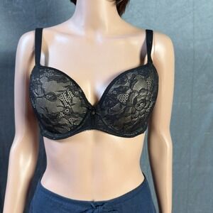 Wacoal Halo Lace Underwire Bra 38B Black Nude Floral  Excellent